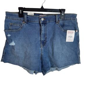 NWT Signature Levi’s Heritage Shorts Women's 14 W32 High Rise Blue Frayed Hem